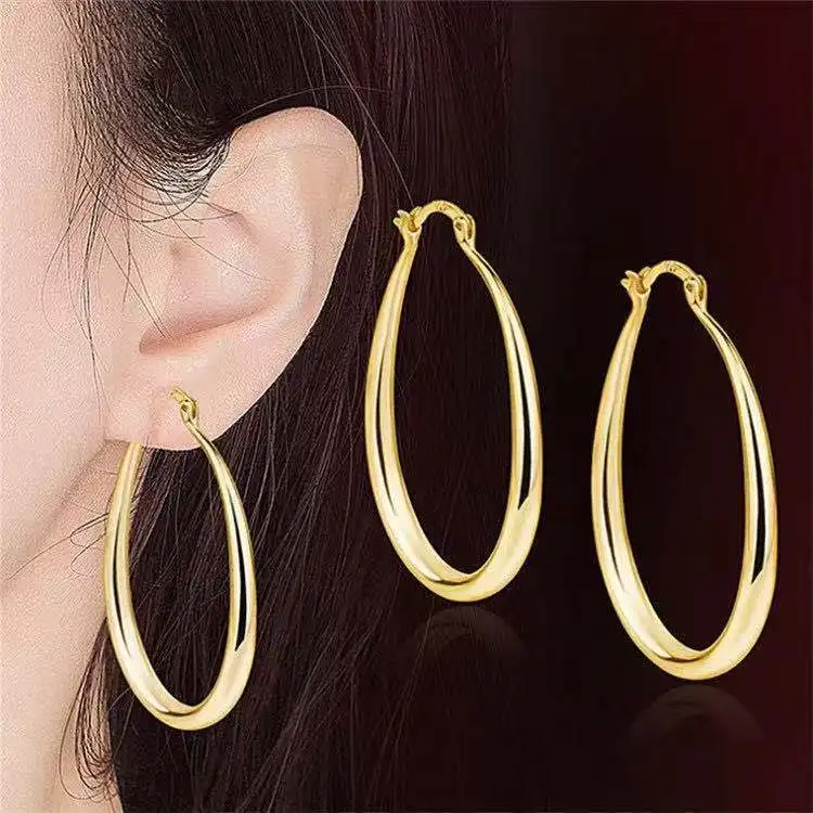 925 Sterling Silver 41MM Smooth Circle Big Hoop Earrings For Women Fashion Party Wedding Accessories Jewelry Christmas Gifts