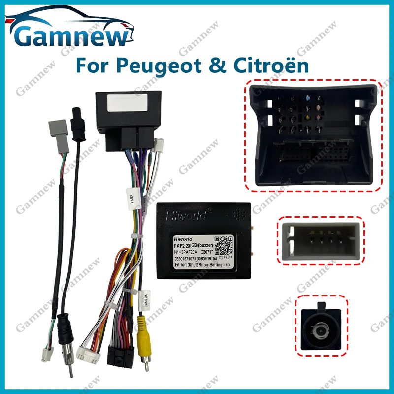 Car 16pin Wiring Harness Adapter Canbus Box Decoder Android Radio Power Cable For Peugeot Traveller Partner Rifter Tepee Citroen