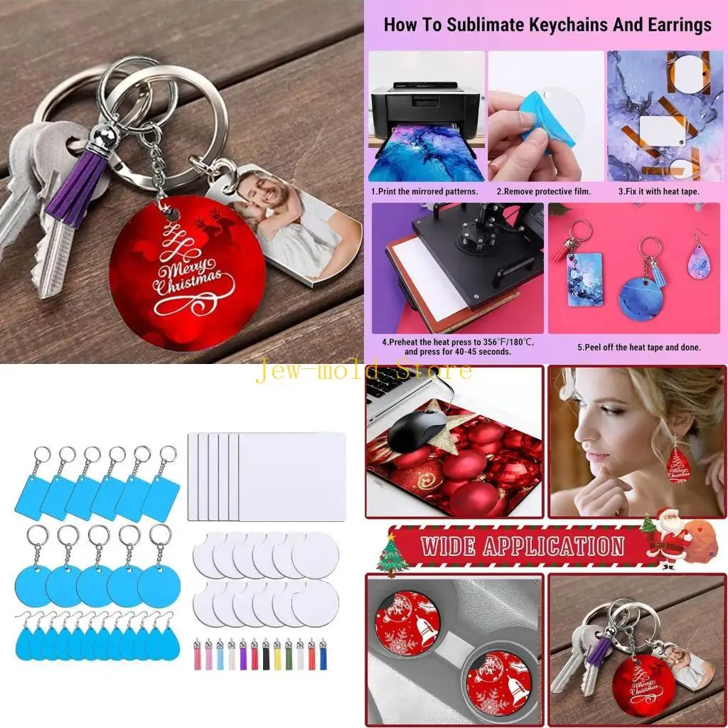 

C71B DIY Blank Keychain Drop Earrings Heat Transfer Mouse Pad Coasters Color Tassels