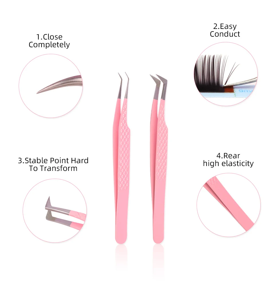 AGUUD Wimpernverlängerungspinzette, hochpräzise Pinzette aus Edelstahl, antistatisch, präziser Clip für Volumenfächer, professionelles Werkzeug – Detail 14