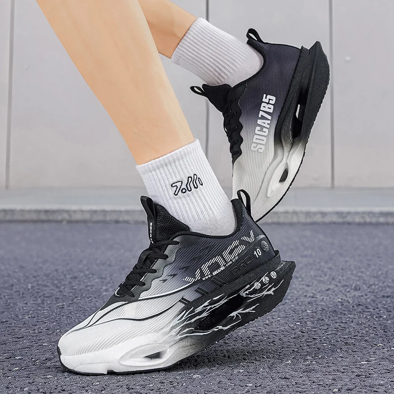 Herren-Freizeitsportschuhe mit Carbonplatte zur Laufunterstützung, atmungsaktivem Mesh, bequemen, niedrigen Schnürschuhen für Trailrunning, Zero-Drop-Sohle, langsamem Rückprall, rutschfest, geeignet für Fitnessstudio, Jogging und Camping. – Detail 27