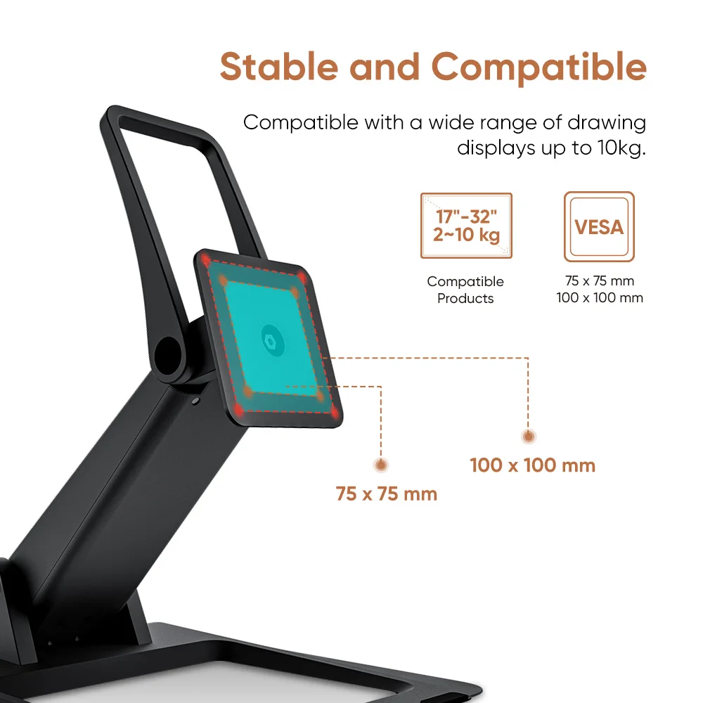 XPPen ACS15 Adjustable Stand Ergonomic Design 20-90 Degrees 14 Angle Adjustment VESA Mount 75x75 100x100 for 17-32 inch 2-10kg