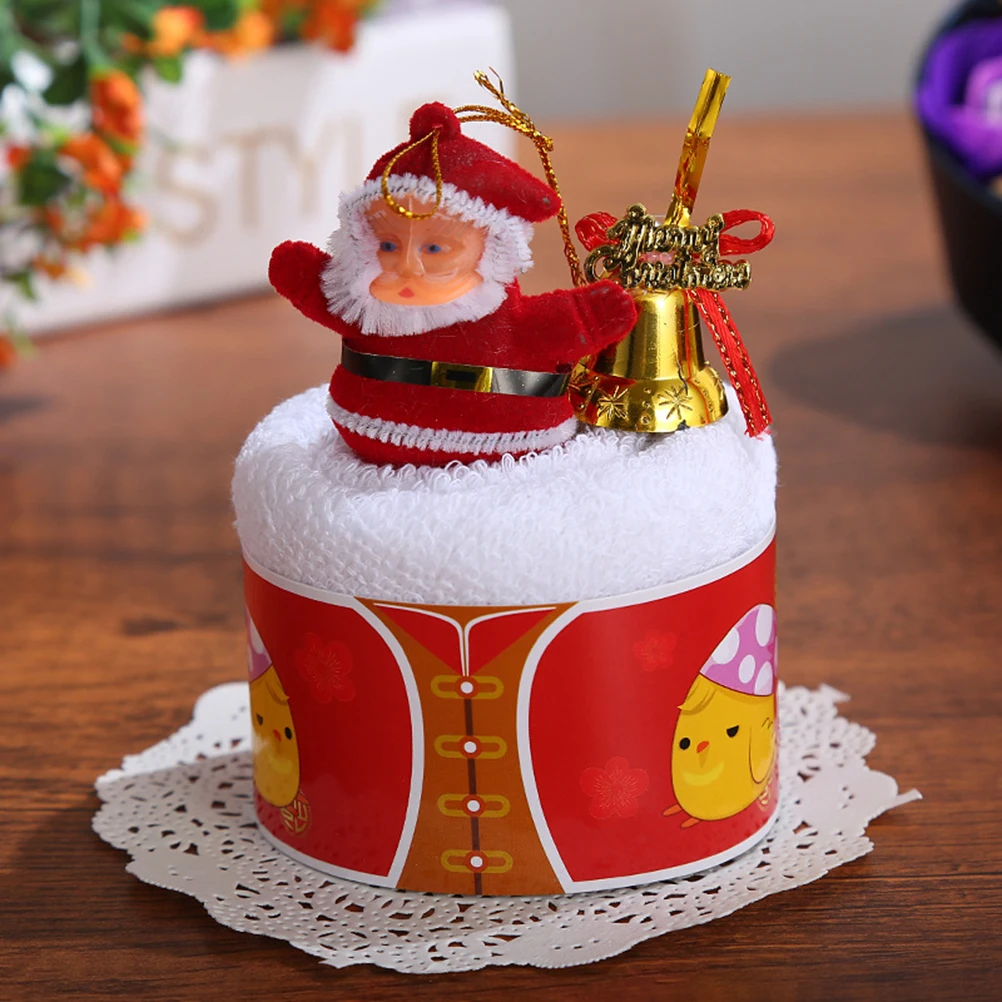 

Creative Christmas Cake Shape Washcloth For Kids Xmas Party Gift Hand Towel Decorative Towel Toilet Training Drying Cotton