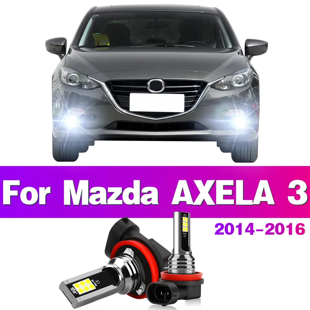 2x LED Car Front Fog Light H8 H11 H16JP 6000K 3030SMD Lamps 12V Foglights Bulb For Mazda ATENZA 3 2014 2015 2016 Auto Accessory