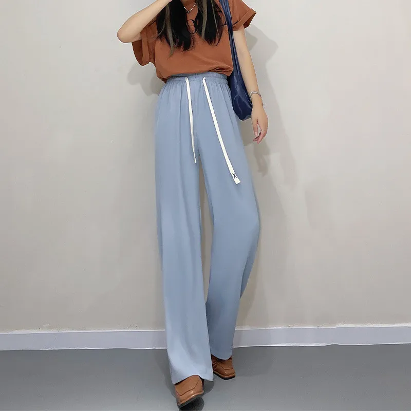 

Women Suits Pants Office Lady Candy Colors Loose Wide Leg Pants Y2K Casual Summer Straight Trousers Full Length Female P016