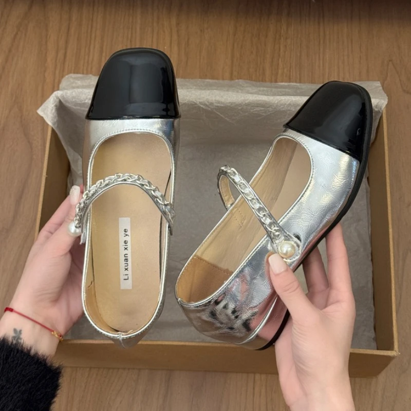 

2026 Spring Thick Heel Women Mary Jane Shoes Fashion Shallow Square Toe Mix Colors Shoes Ladies Elegant Dress Pumps Footwear