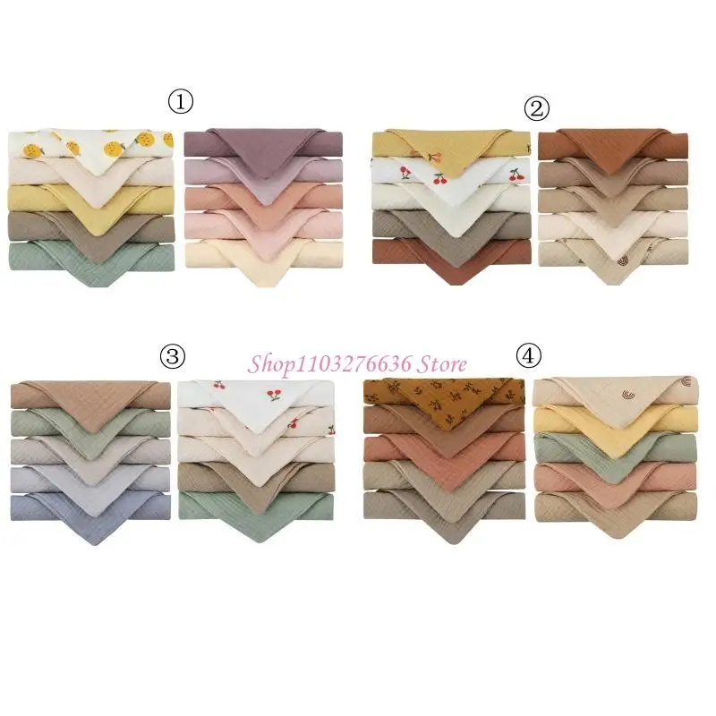 

R6FD 10 шт. детские полотенца из слюны, муслиновая ткань, салфетки для лица, нагрудник, носовой платок, мочалка