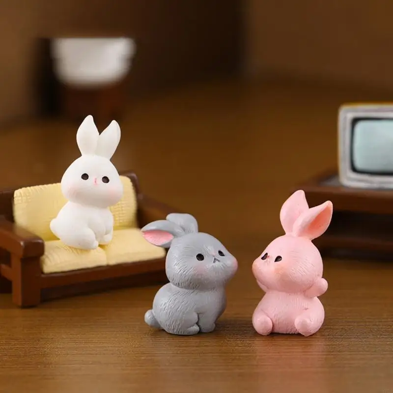 97qd Cine Easter Rabbit Figurine Miniature Statue per casa e per l'ufficio