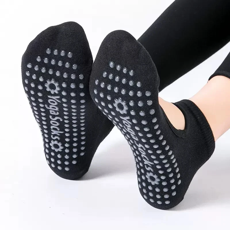 High Quality Women Yoga Socks Anti-Slip Breathable Backless Pilates Socks Ankle Ladies Ballet Dance Sports Socks for Fitness Gym