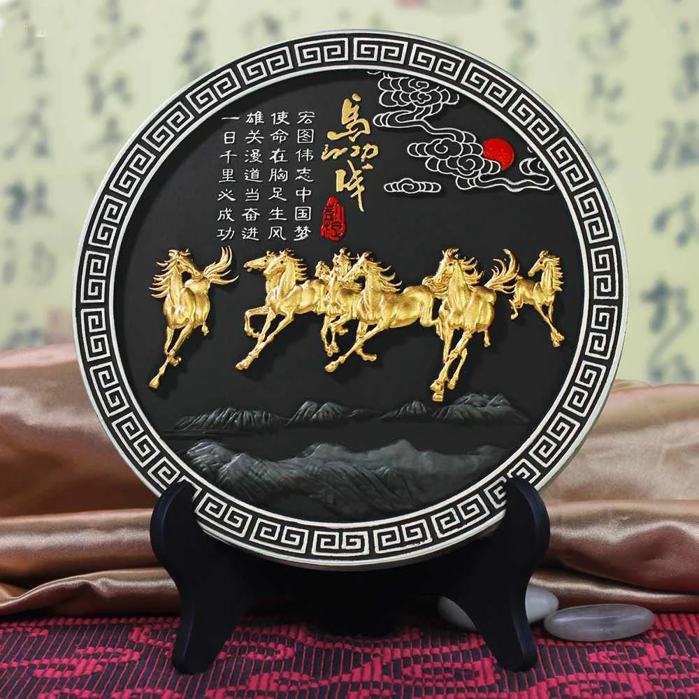 China foreign business gift HOME OFFICE Shop company efficacious Talisman Auspicious LUCKY 8 HORSES FENG SHUI Sculpture ART