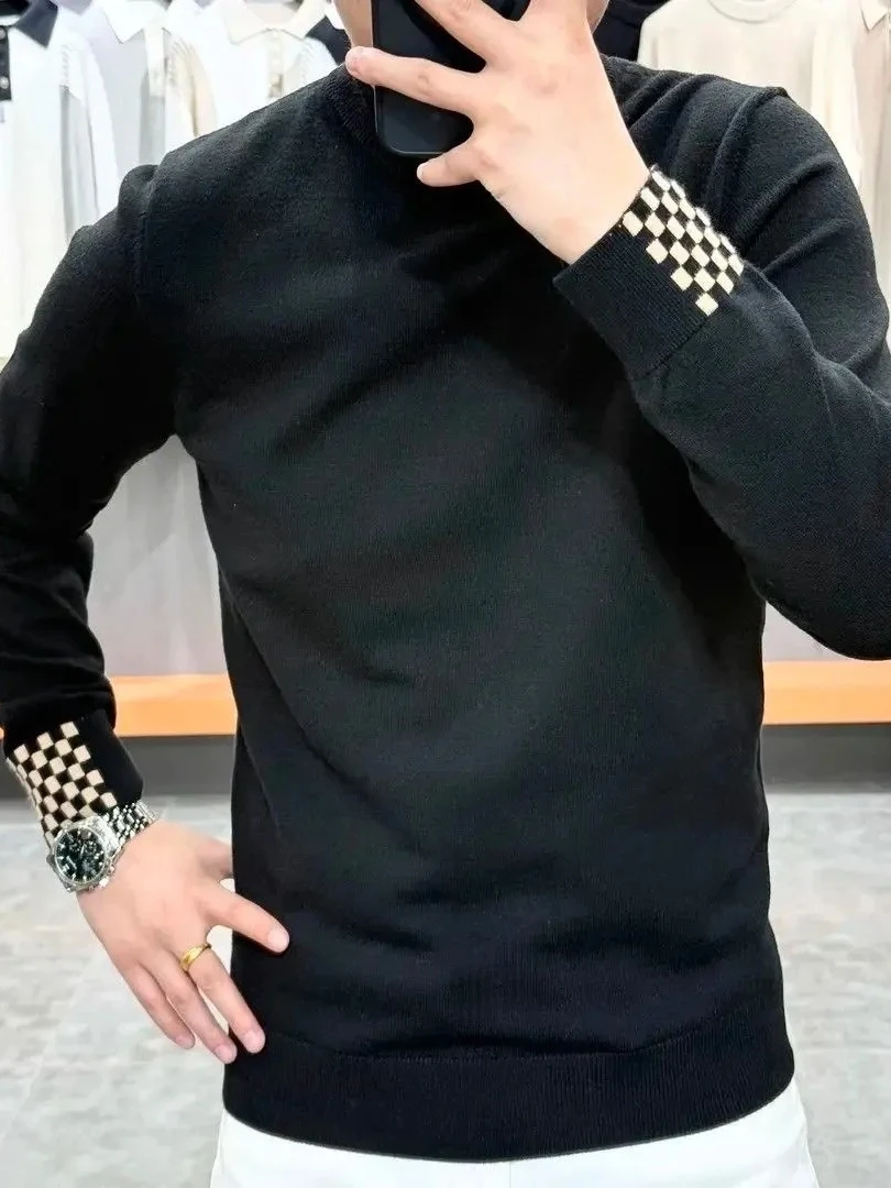 

Модная вязаная кофта с длинным рукавом, приталенная, с клетчатым узором, роскошный осенне-зимний топ, повседневный, удобный, мягкий...