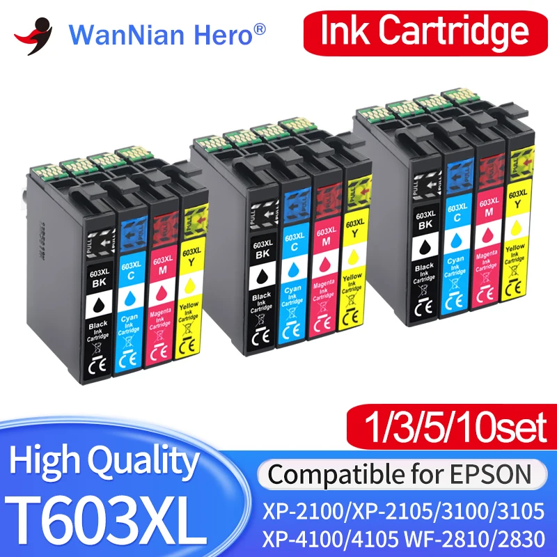 1~10set 603XL T603 Compatible Ink Cartridge 603 XL E603 For Epson XP 2100 2105 3100 3105 4100 4105 2810 2830 WF2835 2850 Printer