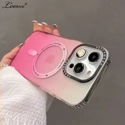 for iPhone 15Pro Gradient Color for Magsafe Case for iPhone 14 15 13 16 Pro Max Plus 11 12 Wireless Charging Shockproof Cover