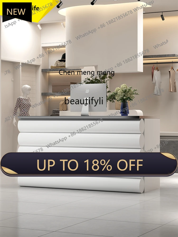 

P178 Cashier Counter Simple Modern Clothing Store Bar Counter Black Stainless Steel Small Company Reception Desk