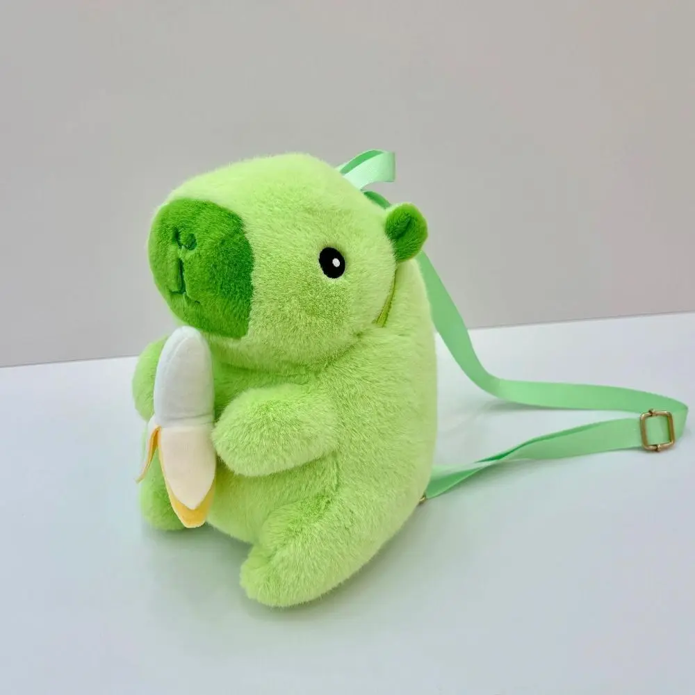 Grande capacità Capibara peluche zaino simulazione Banana verde stile coreano Capibara bambola borsa da scuola spalla non ansia