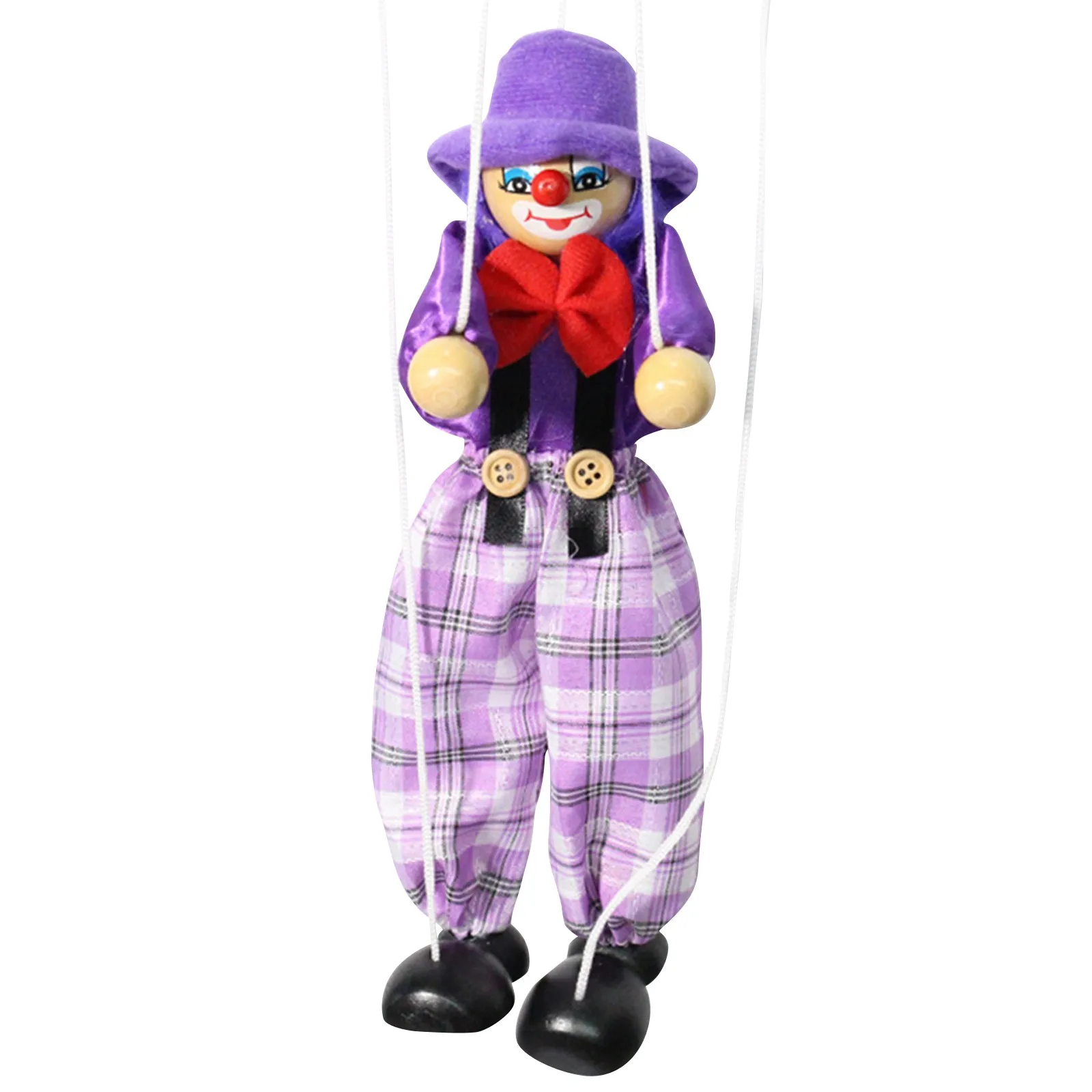 Funny Vintage Colorful Pull String Puppet Clown Wooden Marionette Handcraft Toys Joint Activity Doll Kids Children Gifts