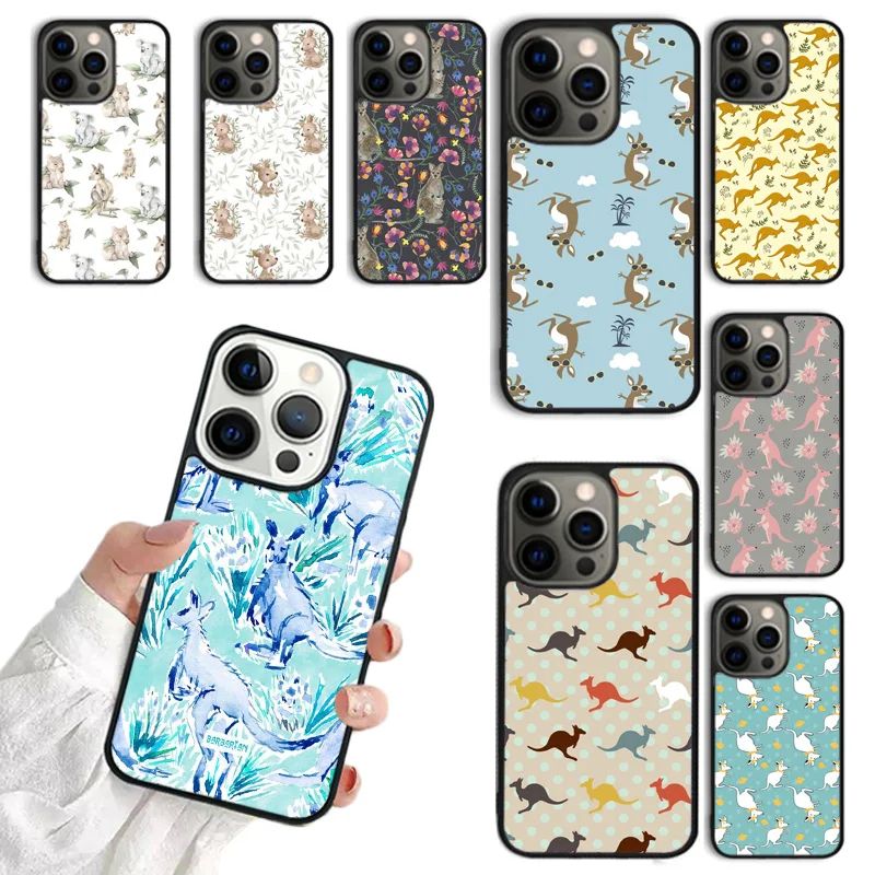 Cute Kangaroo Phone Case For iPhone 16 15 14 plus 11 12 13 Pro  XR XS Max coque Cover Shell