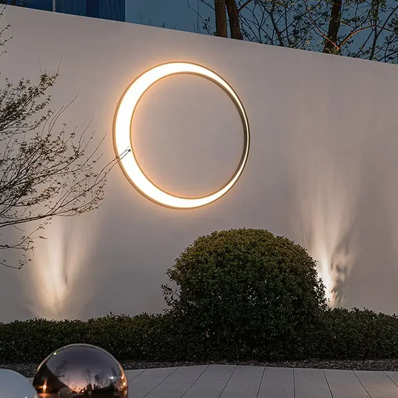 Outdoor wall light Modern IP65 Minimalist waterproof LED Villa terrace garden street light with full moon background porch light