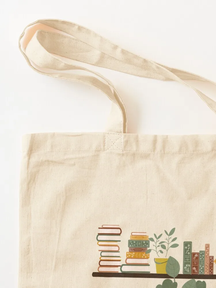 Books and Flower Pots on Bookshelves Tote Bag bag for beach Canvas shoulder bag tote men tote university