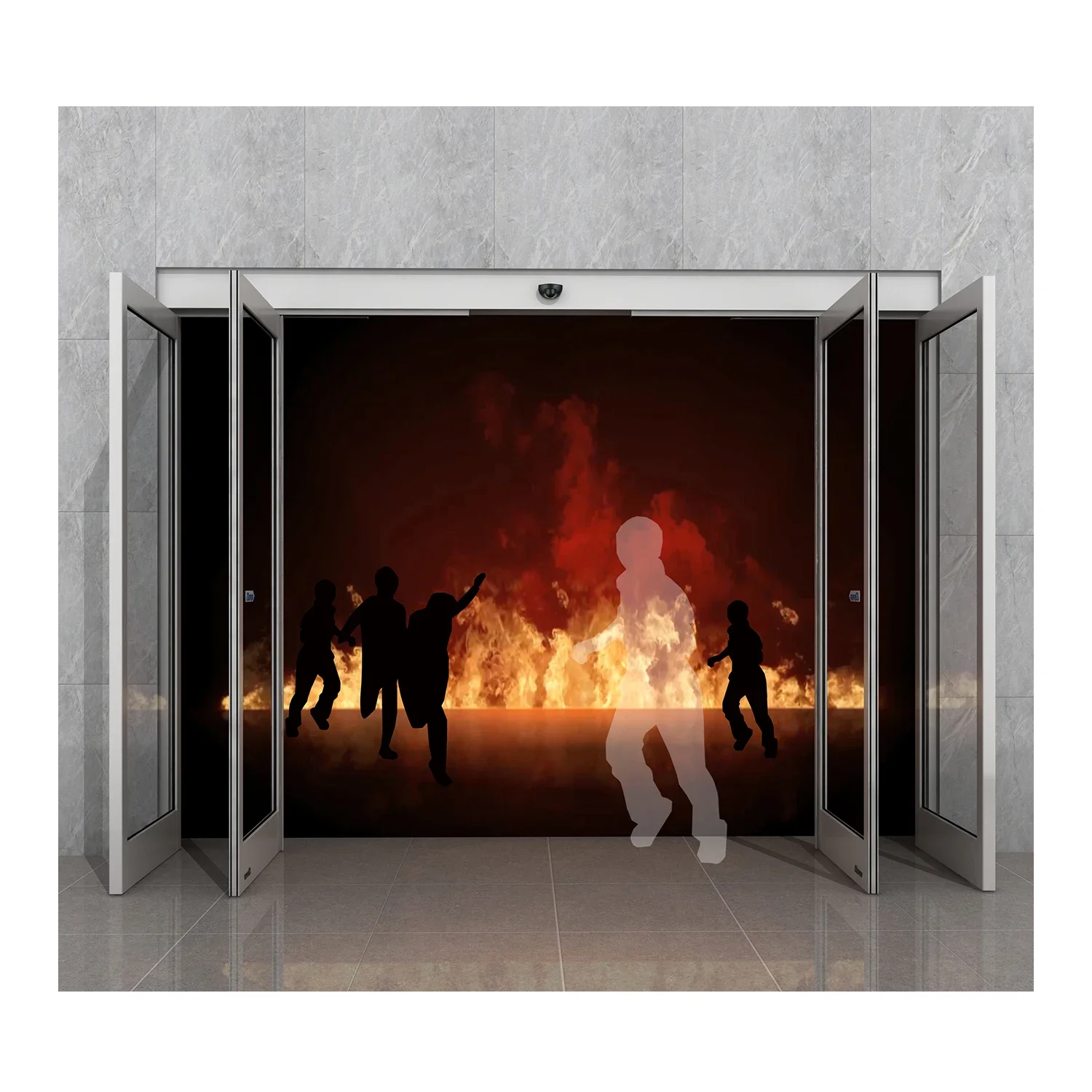 باب حفرة منزلق أوتوماتيكي ، Deper T12 ، إطار جانبي من الألومنيوم ، نظام تكسر اللوحة