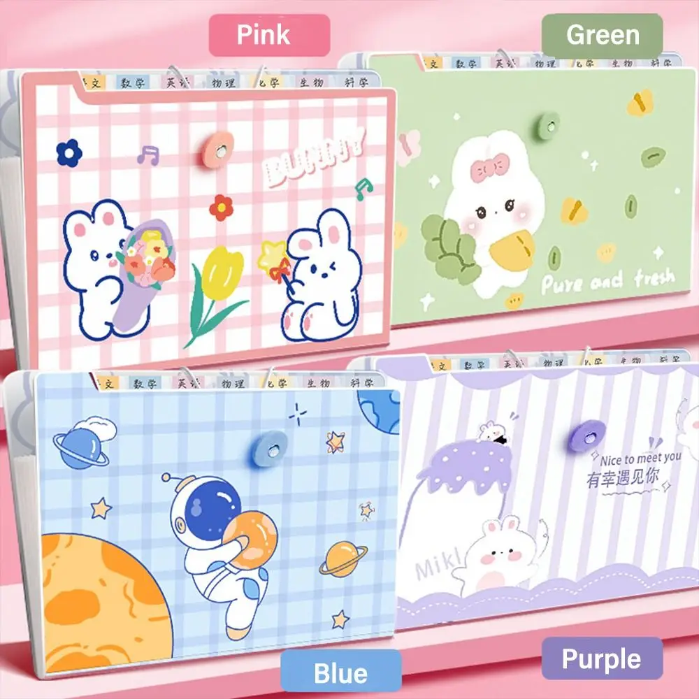 Cartoon Waterproof A4 File Folder 8/13 Pockets PP Test Paper Storage Folder Large Capacity Portfolio