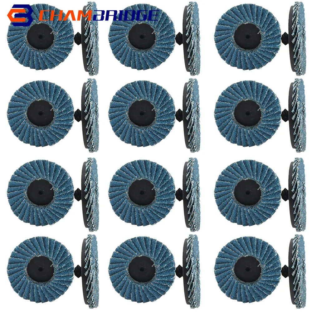 12Pcs 2In Quick Change Flap Disc Flat Flap Discs Mini Abrasive Grinding Discs Sanding Disc with 1/4