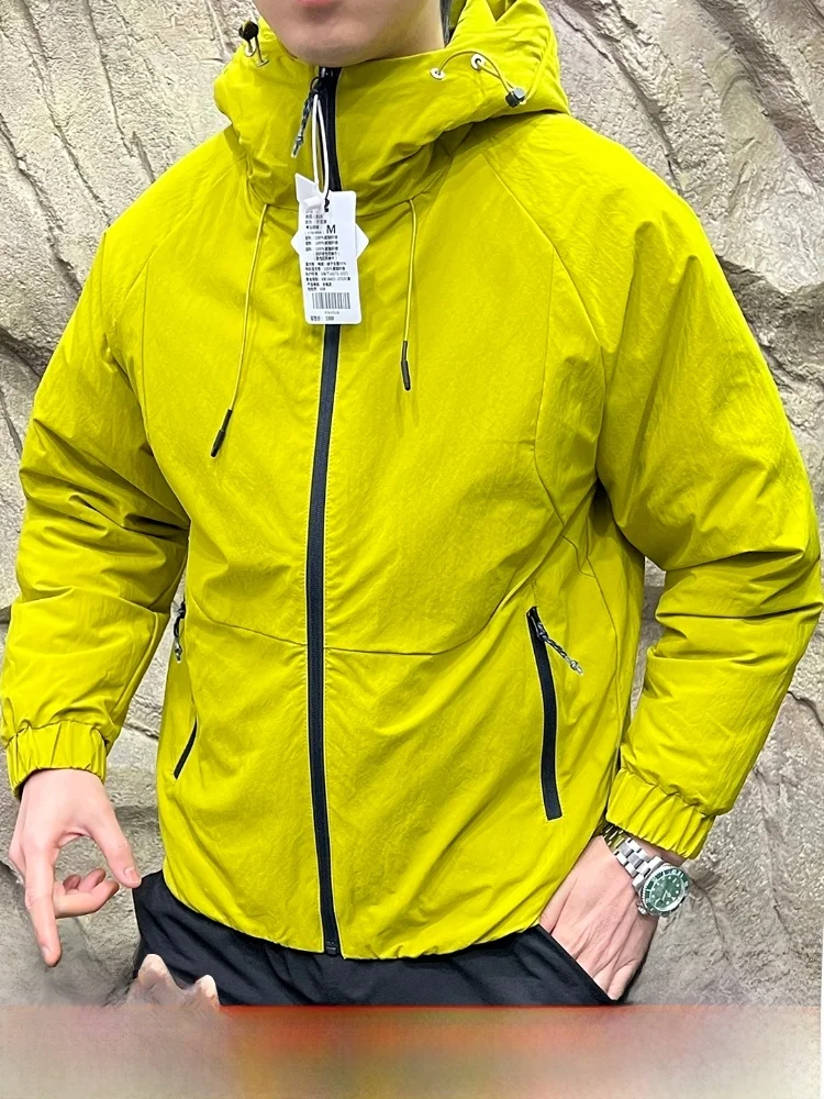 

Lightweight Woven Water-Resistant Men's Color Sl Heat-Sed down Jaet Hooded Faionable Autumn Winter Outerwear