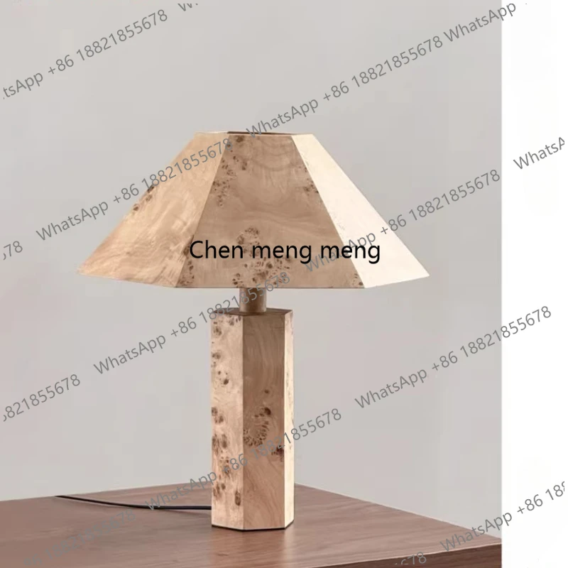 

American retro wood veneer art table lamp B&B hotel second-hand ambient light