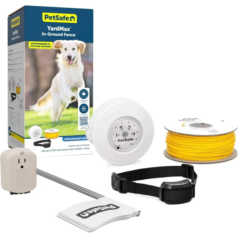 PetSafe YardMax Rechargeable In-Ground Dog Fence (500 Ft 1/3 Acre), Underground Dog Fence System, Covers Up to 10 Acres