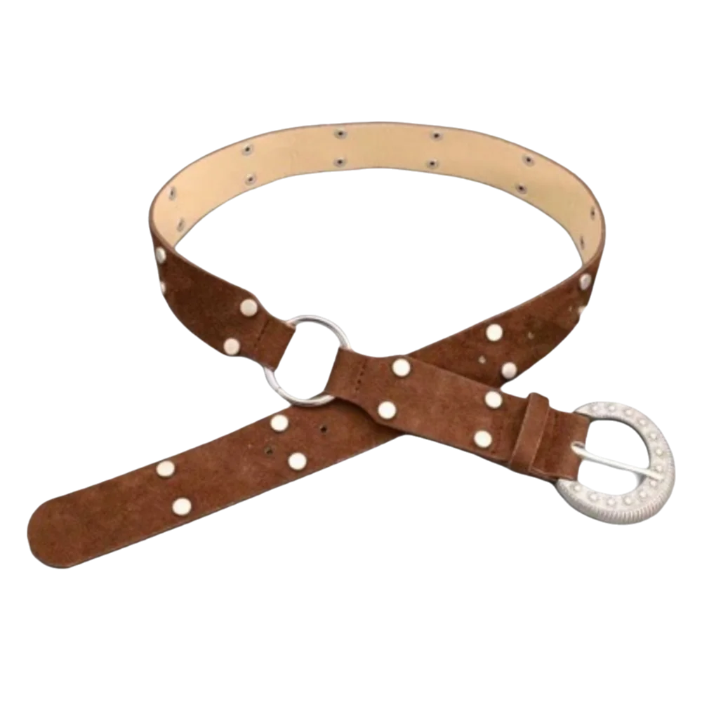 

Trendy Pin Buckle Suede Leather Belt Luxury Design 3.8cm Wide Rivet Waistband Versatile Women Waist Belt Coat Skirt Decoration