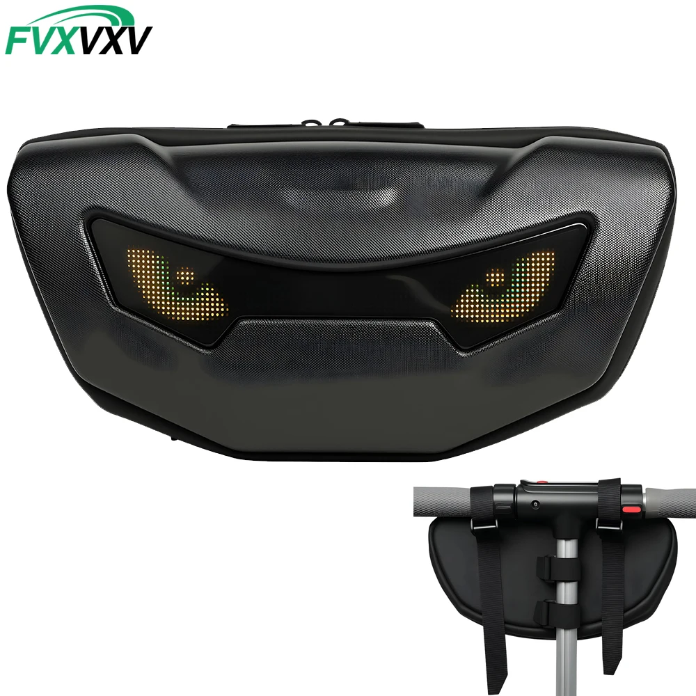 

1PC Smart LED Bike Handlebar Bag, Bluetooth APP Controlled Pixel Display Waterproof Front Storage Pouch for MTB E-Bike Scooter,