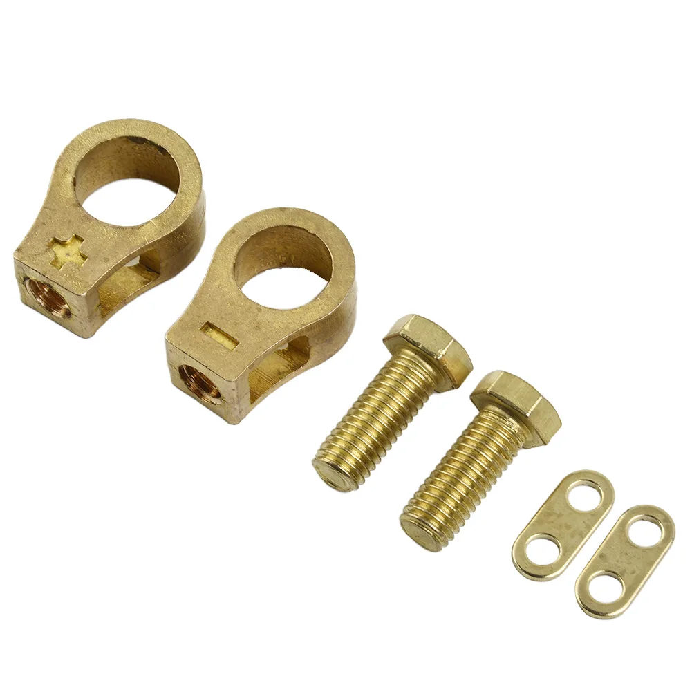 

Durable Terminal Part 17-19mm 2Pcs Accessories Battery Practical Pure Brass Replacement Top Post Cable Wire End