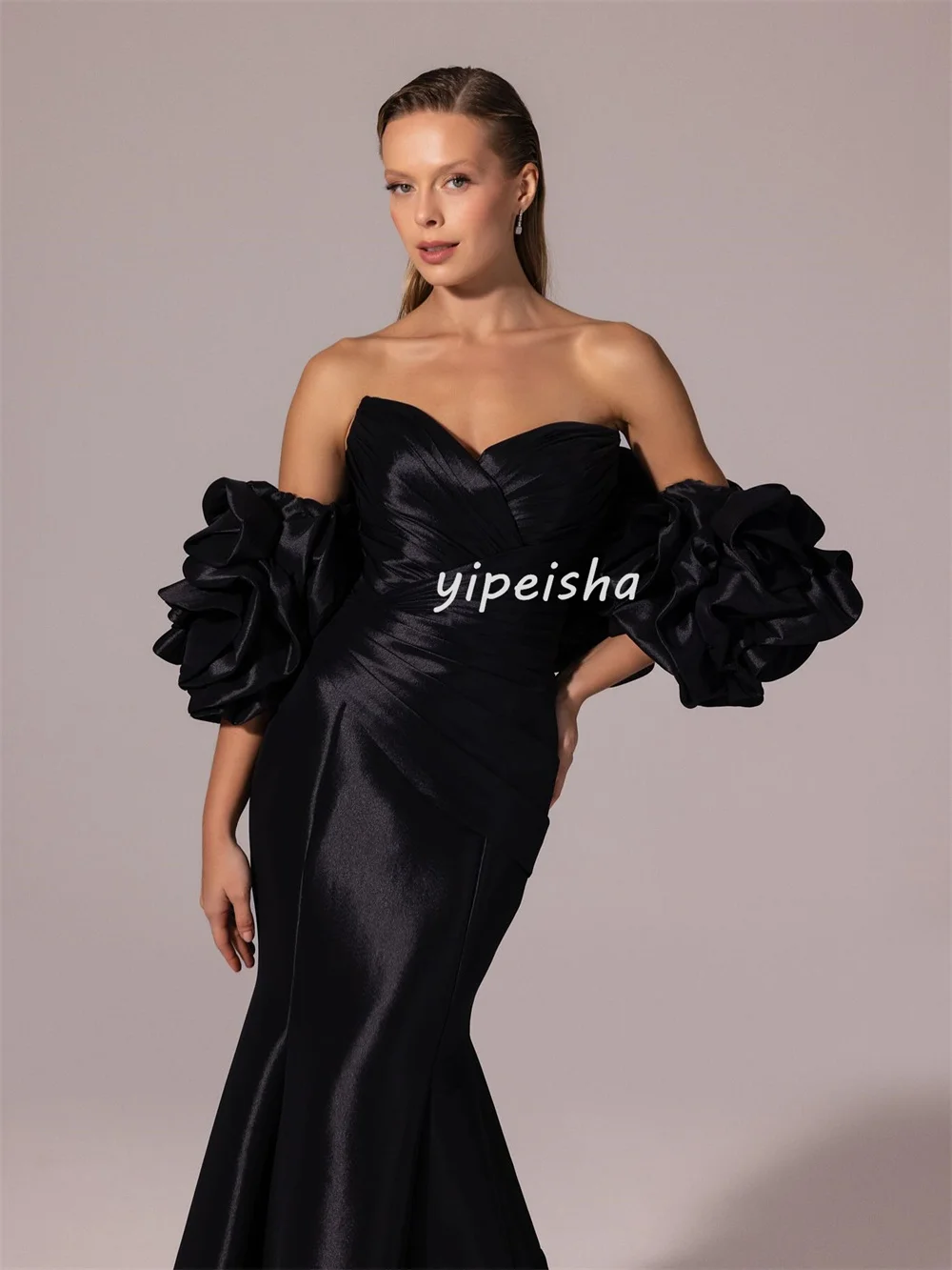 ที่กําหนดเองคุณภาพสูงคลาสสิก Charmeuse จีบ Mermaid Sweetheart ชุดยาว Bespoke โอกาสชุดการจับคู่สไตล์โมเดิร์น