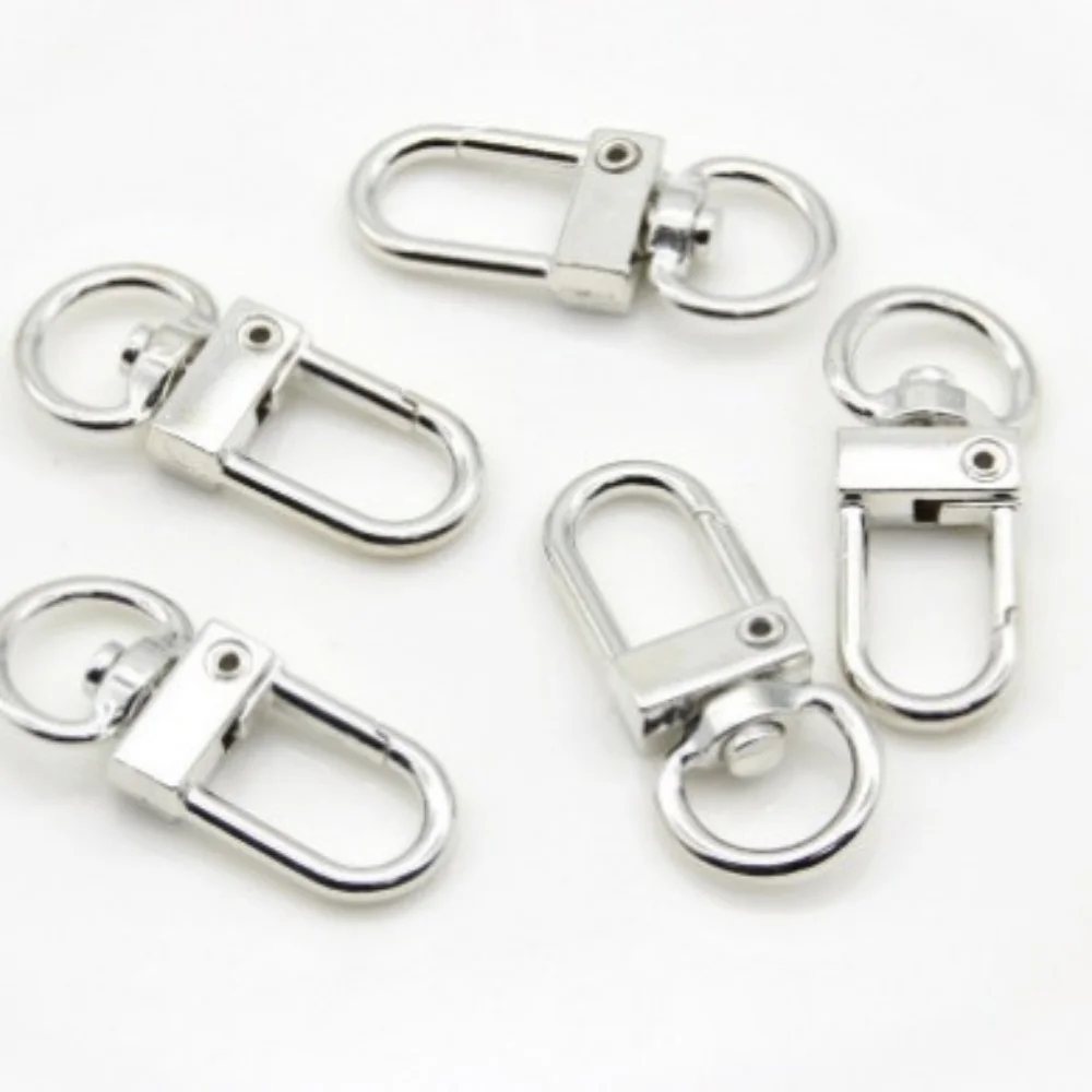 20pcs Silver Color Carabiner Clasp Key Chain Rotating Keyrings Metal Lobster Clasps Hooks for DIY Key Chain Bags Accessories ﻿