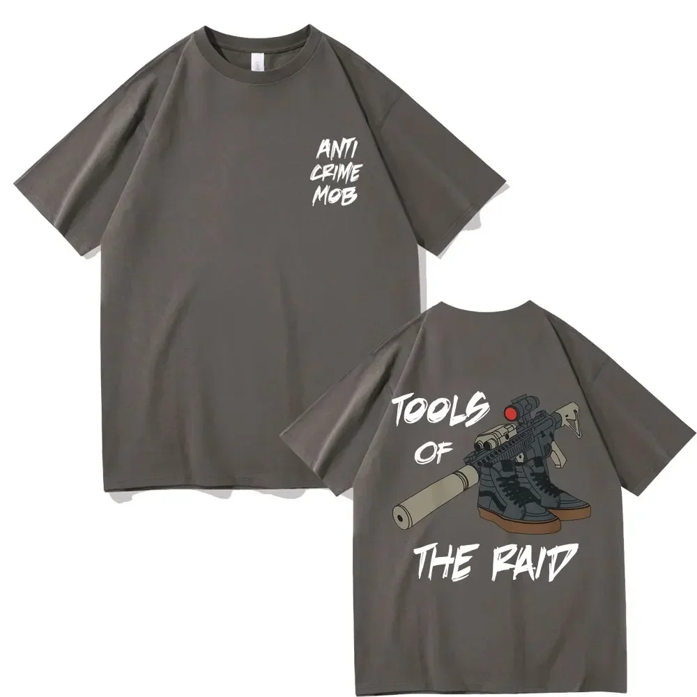 Forward Anti Crime Mob of The Raid Observations Graphic Group T-shirt Male Classic T Shirts Men Gothic Oversized Tshirt