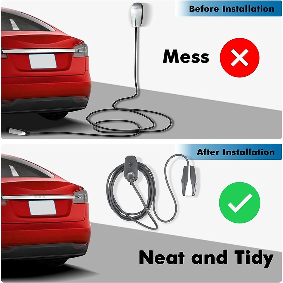 EV Charging Cable Organiser for Tesla Model 3 Y/X/S Type 2 Wall Mount Cable Holder for Charger Wallbox Charging