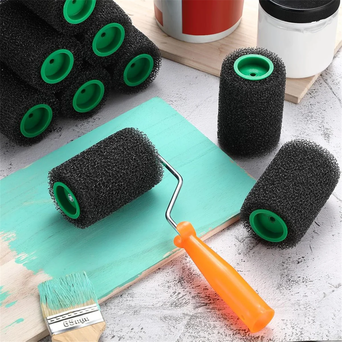 Popular_Textured Paint Roller Kit, 4 Inch Bed Liner Roller Covers with Frame