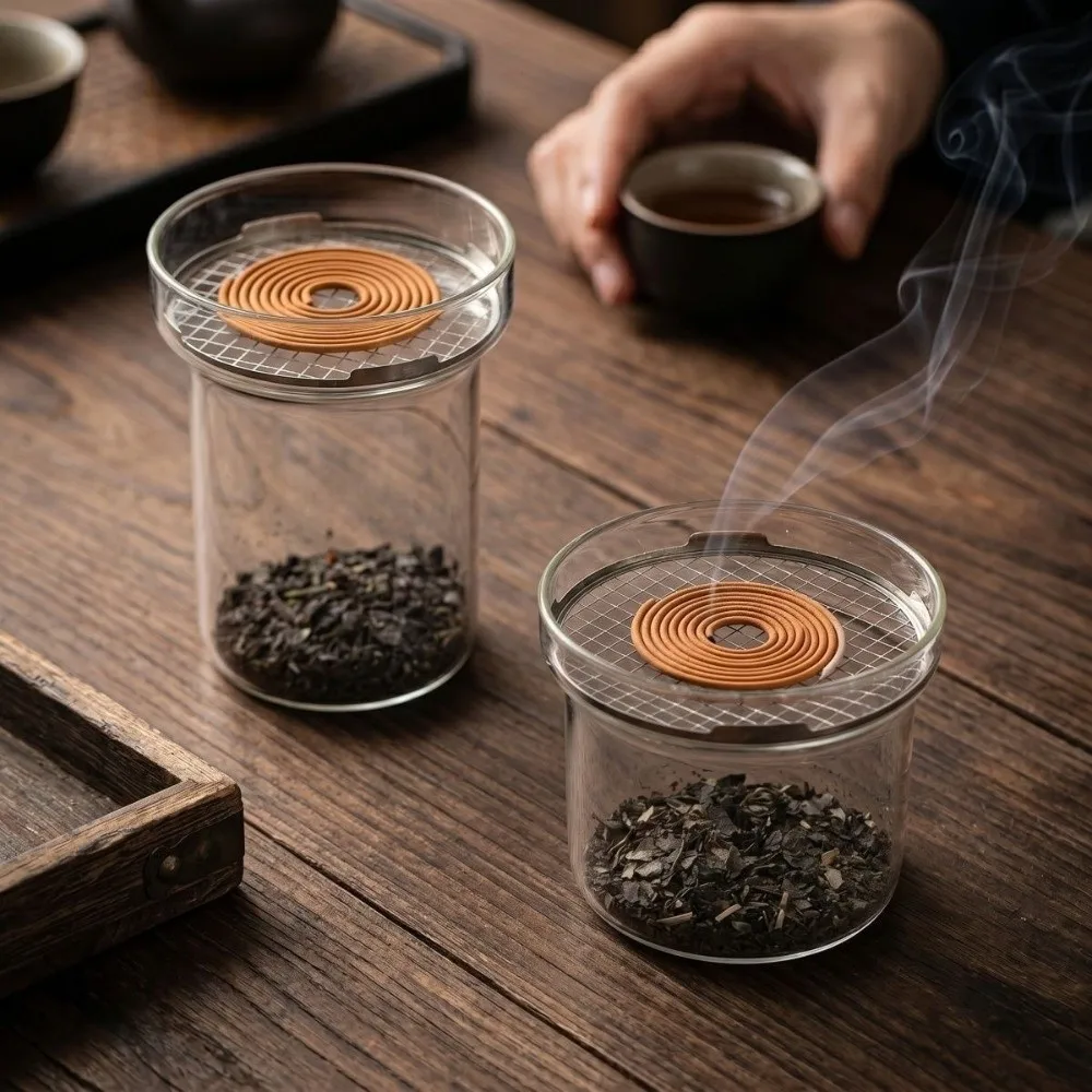 High-Temperature Resistant Incense Burner Glass Metal Filter Screen Mosquito Coils Tray Anti Dust Minimalist Aromatherapy Stove