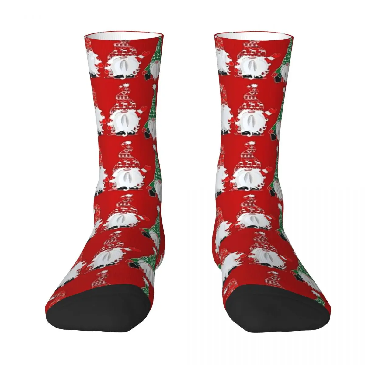 Three Christmas Gnomes Red Socks Funny Stockings Spring Anti Skid Unisex Socks Breathable Graphic Running Sports Socks