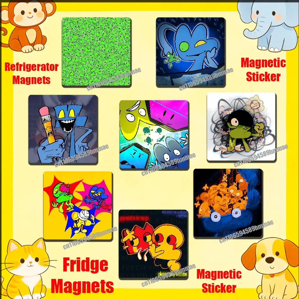 

For BFDI Battle for Dream Island Game Fridge Freezer Refrigerator Magnets Metal Cabinet Magnetic Sticker Cover Home
