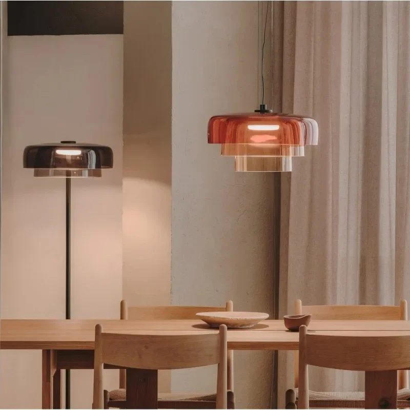 Modern Led Color Glass Pendant Lamp Simple Orange Lamp Living Dining Room Hanging Lamp Bar Restaurant Luster Kitchen Island Lamp