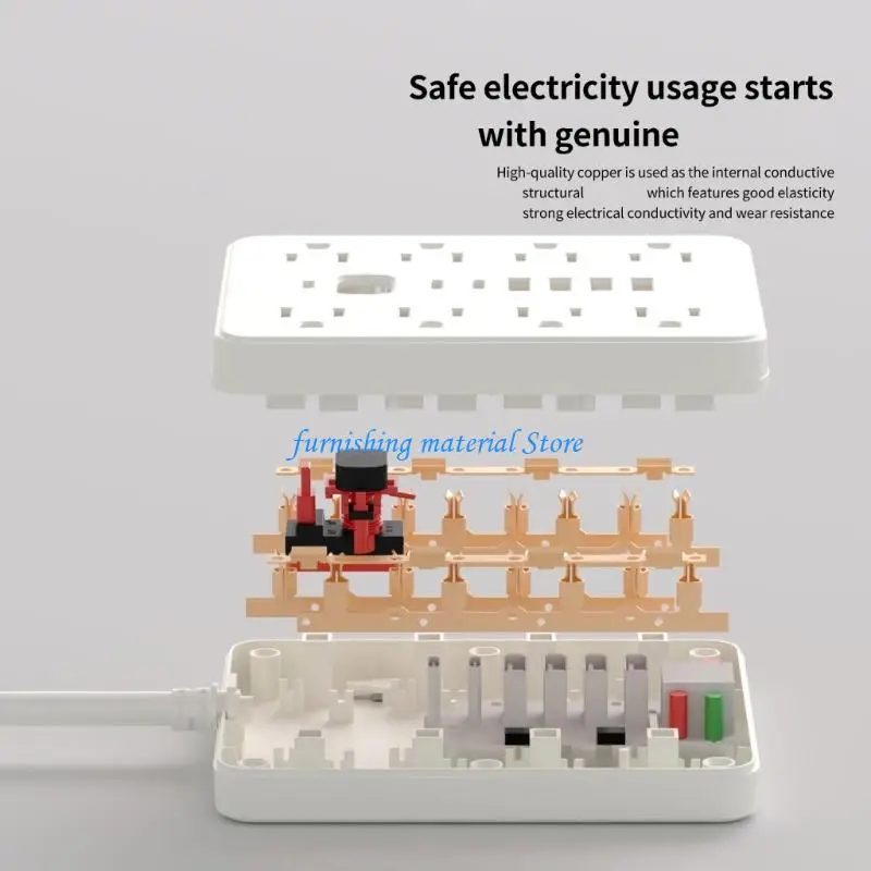 Y5GD 8 Outlet Surging Protector Power Strips Space Saving Desktop Charging Station 5Ft Extension Cord for Home, Office Use