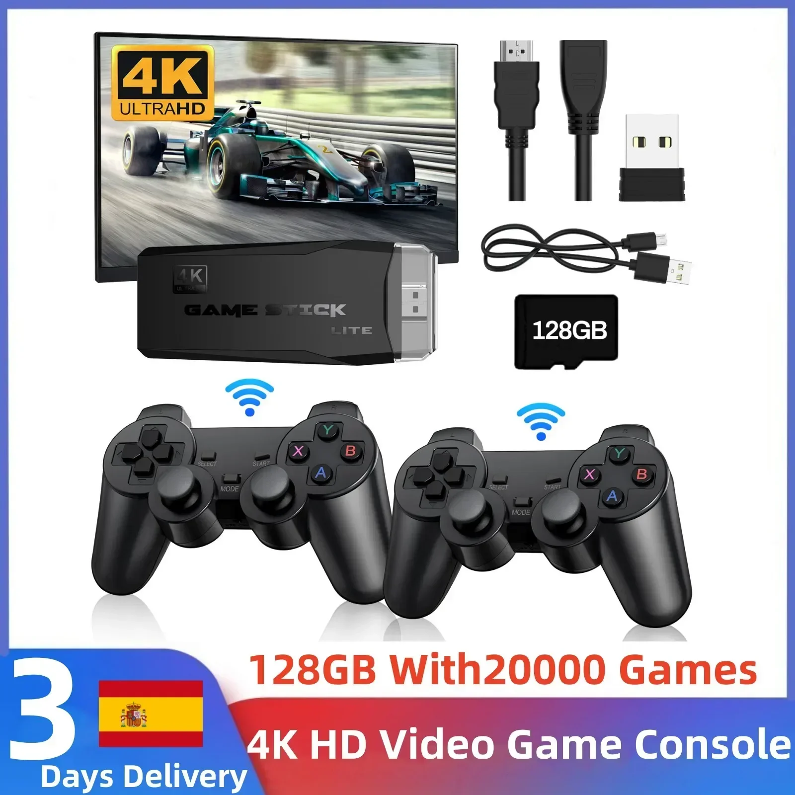 2025 Nieuwe 4 K HD Video Game Console 2.4G Dubbele Draadloze Controller Voor PS1/FC/GBA Klassieke Retro TV Game Console 20000 Games Stick