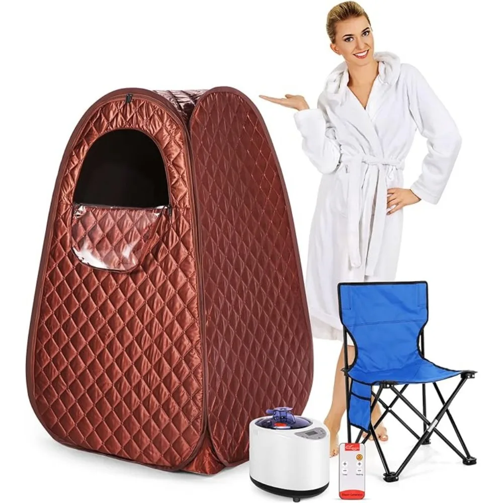 

Single Person Sauna,2.6L 1000W Steam Generator, 90 Minute Timer, Chair, Remote Control Included(Brown) Freight free