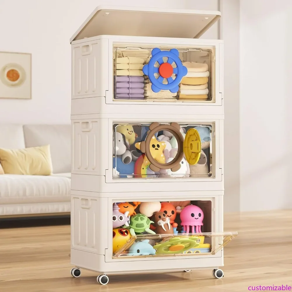 

Stackable 19 Gallon Toy Storage Organizer Bin Set for Kids with Three Access Points