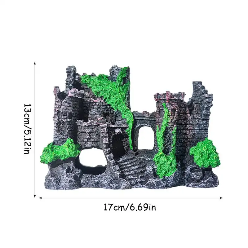 Dekoracja zamka akwariowego Żywica Zamek krajobrazowy Dekoracyjna jaskinia kamienna Ukryj dom Realistyczna dekoracja starożytnego zamku