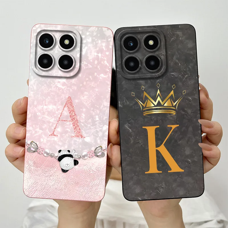 For Honor X6A Case Honor X6a Phone Case Fashion Crown Letters Liquid Silicone Full Package Matte Anti Drop Soft Protective Cover