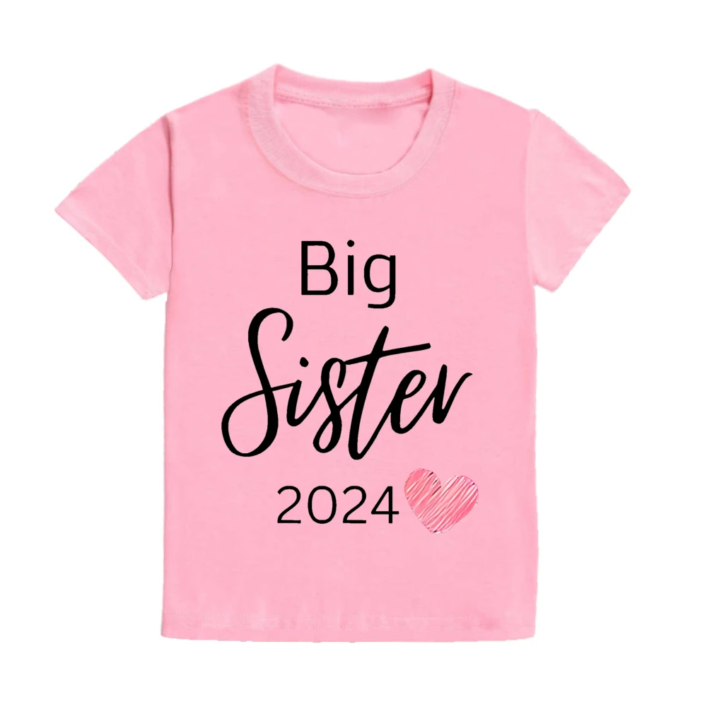 Big Sister Letter Printed Child Girls T-shirts Casual Loose Comfort Kid Tee Tops Short Sleeve Toddler Spring&Summer Kid Clothes