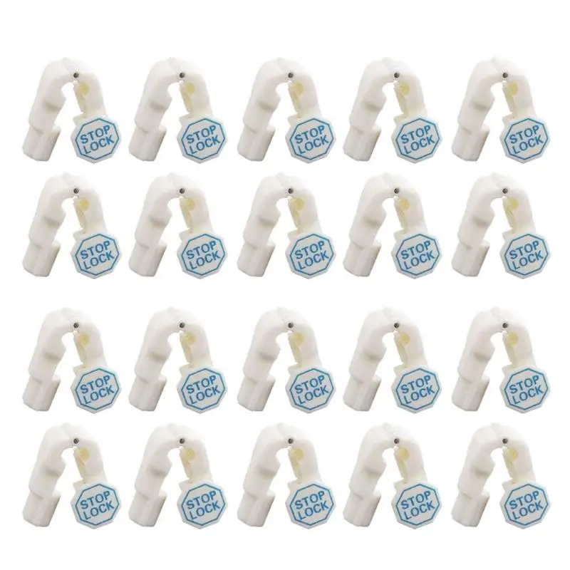 652F 20pack Secure Anti Theft Locking Clamps for Hook Featuring 6mm Hole Compatibility ABS Durability