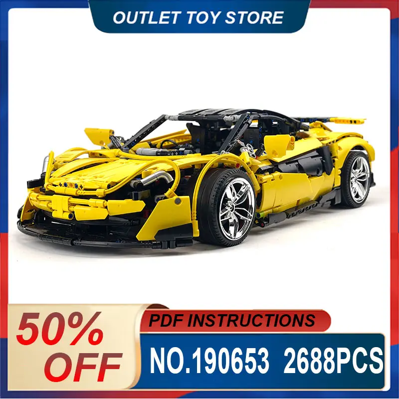 MOC-190653 Tecnico Giallo Super Sprots Modello di Auto Edizione Limitata Building Blocks Mattoni FAI DA TE Lusso Artigianale E Imaginativo